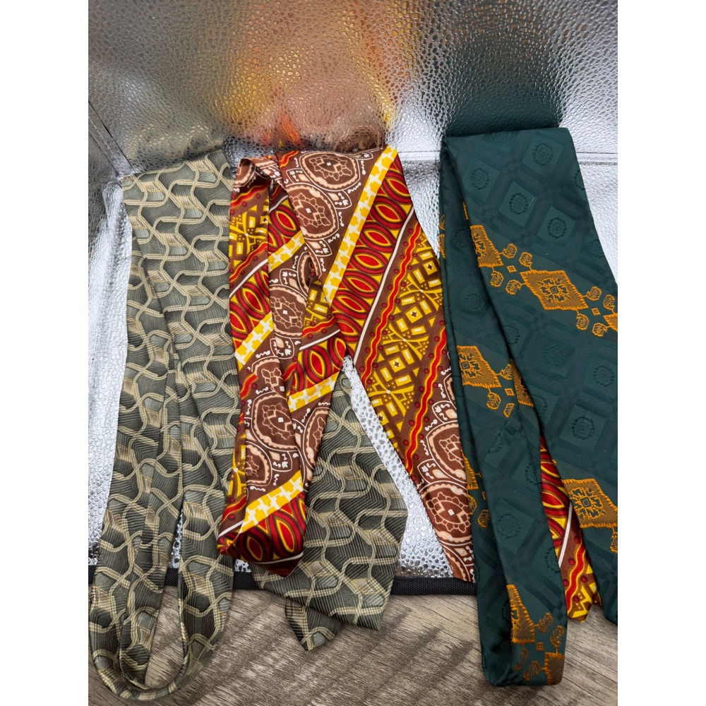 Vintage Silk Tie Bundle 3pc Zylos George Machado Geometric Paisley Abstract